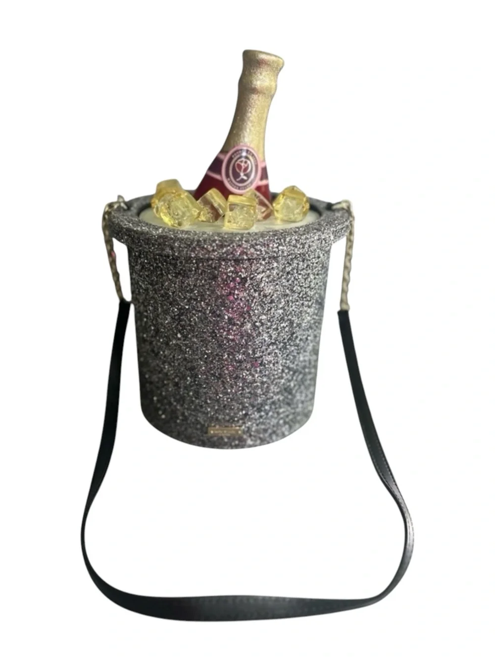 KATE SPADE FINER THINGS CHAMPAGNE BUCKET GLITTER ICE CROSSBODY